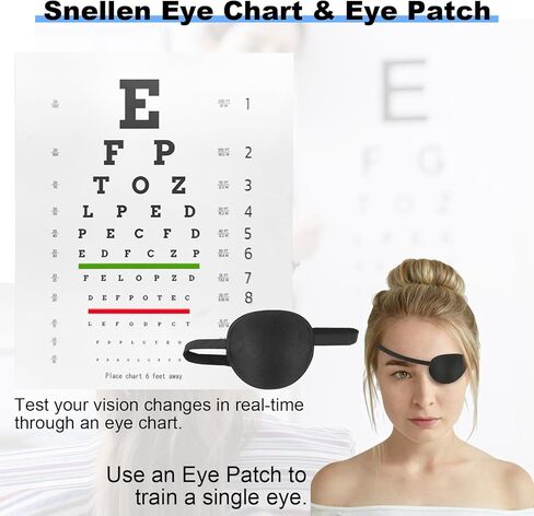 Vision Convergence Beads Training Kit ,Snellen Eye Chart, 2 Strabismus Correction Cards & Eye Patch,for Vision Convergence Insufficiency，Eye Muscle Strengthening, Focus Exercise and Agility. in Kuwait