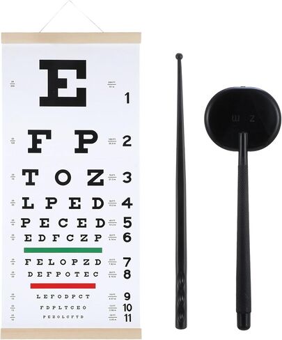 Snellen Eye Chart Exams Wall Chart 20 Feet PVC Low Vision Eye Charts Wall with Eyes Occluder and Pointer 22x11 Inches Eyes Exams for Hospital Home School Kids Gifts in Kuwait