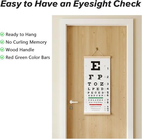 Snellen Eye Chart Exams Wall Chart 20 Feet PVC Low Vision Eye Charts Wall with Eyes Occluder and Pointer 22x11 Inches Eyes Exams for Hospital Home School Kids Gifts in Kuwait