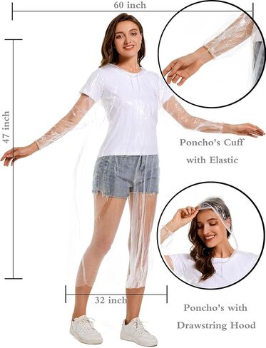 معاطف مطر شفافة للاستعمال مرة واحدة للبالغين - معاطف مطر شفافة مقاومة للماء في حالات الطوارئ in Kuwait