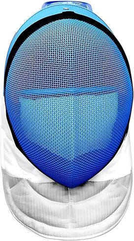 350N Carbon Steel Epee Fencing Mask, Blue Mesh, Fits Adults and Kids, Adjustable, Breathable, Extended Chin and Neck Guard, Nylon Back Strap in Saudi Arabia