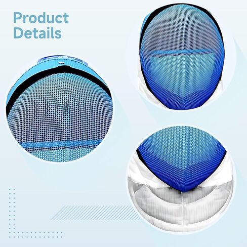 350N Carbon Steel Epee Fencing Mask, Blue Mesh, Fits Adults and Kids, Adjustable, Breathable, Extended Chin and Neck Guard, Nylon Back Strap in Saudi Arabia