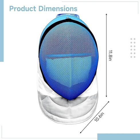 350N Carbon Steel Epee Fencing Mask, Blue Mesh, Fits Adults and Kids, Adjustable, Breathable, Extended Chin and Neck Guard, Nylon Back Strap in Saudi Arabia