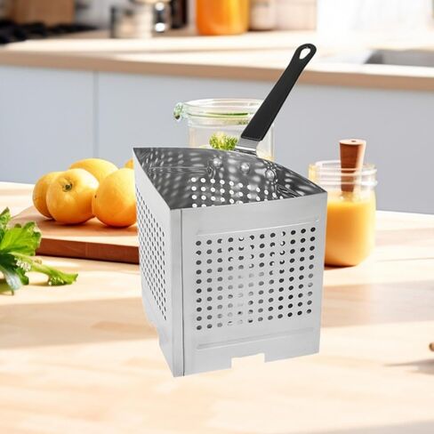 Stainless Steel Pasta Strainer Basket Insert (5.2x5.2x18cm/2x2x7in) - Blanching Basket for Pots, Rust Resistant Perforated Deep Pocket in Saudi Arabia