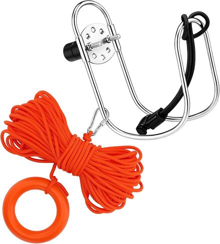 2 Pcs Marine Life Ring Buoys Holder Rope Kit Orange Rope 98 ft with Hook Stainless Steel Life Buoy Bracket Corrosion Resistant for Fishing Boats Yachts Speedboats Sailboats in Kuwait