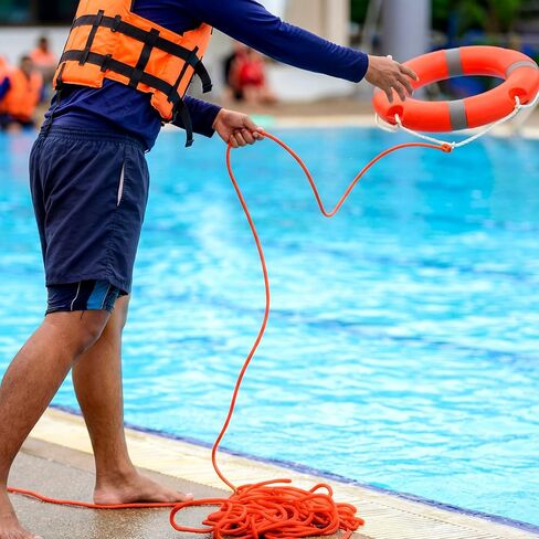 2 Pcs Marine Life Ring Buoys Holder Rope Kit Orange Rope 98 ft with Hook Stainless Steel Life Buoy Bracket Corrosion Resistant for Fishing Boats Yachts Speedboats Sailboats in Kuwait