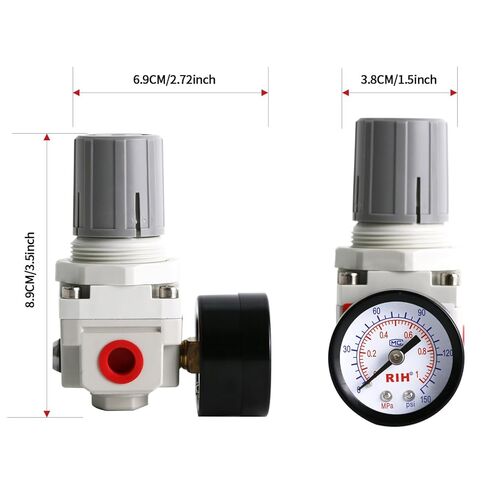 RIH 1/4" NPT Air Pressure Regulator - Air Regulator for Compressor,air regulator with gauge 0-150 PSI,AR2000-02 in Kuwait