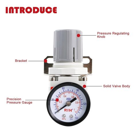 RIH 1/4" NPT Air Pressure Regulator - Air Regulator for Compressor,air regulator with gauge 0-150 PSI,AR2000-02 in Kuwait