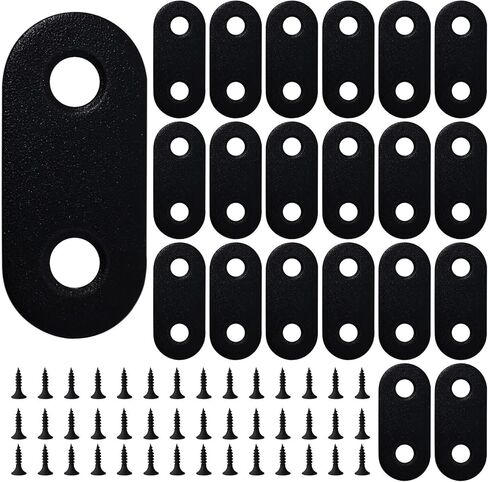 21PCS Black Straight Flat BrMLK s with Screws for Furniture Repair 1.42"x0.63" in Saudi Arabia
