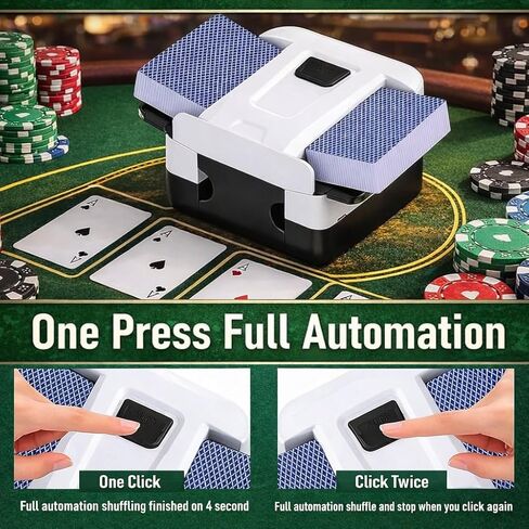 Automatic Card Shuffler for 1–2 Decks with Built-in Card Box, Dual Motor Low-Noise Electric Shuffler, 2000mAh Rechargeable Battery with Type-C Charging, Carry Bag for Poker, UNO & Blackjack in Saudi Arabia