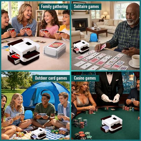 Automatic Card Shuffler for 1–2 Decks with Built-in Card Box, Dual Motor Low-Noise Electric Shuffler, 2000mAh Rechargeable Battery with Type-C Charging, Carry Bag for Poker, UNO & Blackjack in Saudi Arabia