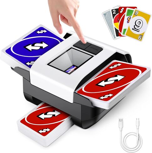 Automatic Card Shuffler 1-2 Decks, Fast Electric Shuffling Machine with Auto/Manual Modes USB-C Rechargeable Low Noise for UNO, Poker, Phase 10, Skip-Bo, Bridge, Texas Hold'em, Rummy, Blackjack in Saudi Arabia