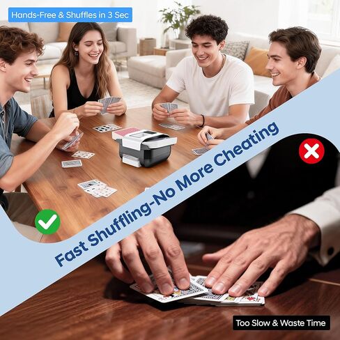 Automatic Card Shuffler 1-2 Decks, Fast Electric Shuffling Machine with Auto/Manual Modes USB-C Rechargeable Low Noise for UNO, Poker, Phase 10, Skip-Bo, Bridge, Texas Hold'em, Rummy, Blackjack in Saudi Arabia