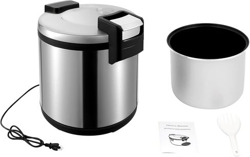 سخان أرز كبير 20 كيو تي، جهاز طبخ أرز تجاري محمول ودافئ، دلو أرز معزول احترافي غير لاصق، تنظيم درجة الحرارة بسهولة بلمسة واحدة، فضي in Kuwait