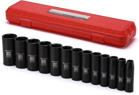 MIXPOWER 1/2-Inch Deep Impact Socket Set, Cr-Mo Steel, 29 Pieces Set, Metric & SAE, 10-27mm, 7/16"- 1-1/4", Include Flip Lug Nut Socket, 19mmX 21mm, 3/4" X13/16", Heavy Duty Storage Case… in Kuwait