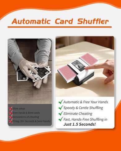 ماكينة خلط البطاقات الأوتوماتيكية، ماكينة خلط البطاقات الكهربائية القابلة لإعادة الشحن والمحمولة لمدة 1-2 طابق، مثالية للبوكر، UNO in Kuwait