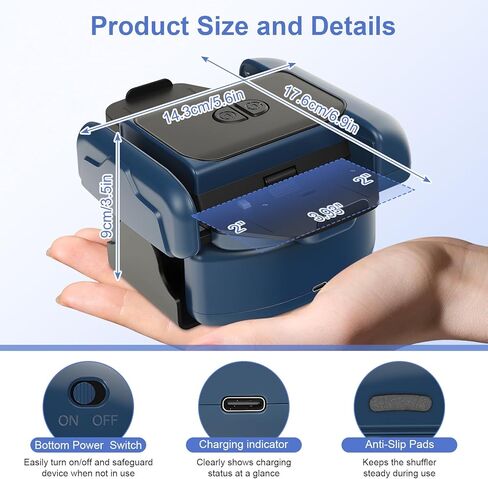 Card Shuffler 2600mAh Automatic Card Shuffler Low Noise Card Shuffler Machine Fits 1–2 Decks for Poker, UNO, Blackjack, Phase 10 Blue in Saudi Arabia