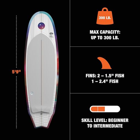 Hyperlite Landlock Longboard-Inspired Wake Surf Board - for Beginners to Intermediate Riders - Catching All Waves Behind The Boat - 5’9" in Saudi Arabia