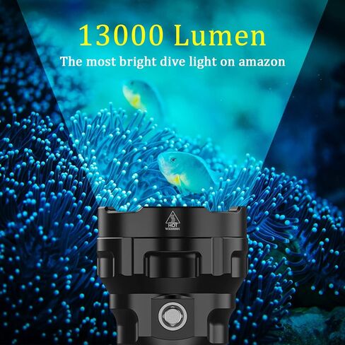 ضوء الغوص، D70 13000 لومن مصباح يدوي للغوص فائق السطوع، أضواء غوص قابلة لإعادة الشحن تحت الماء، مصباح يدوي مقاوم للماء تحت الماء في أعماق البحار in Kuwait