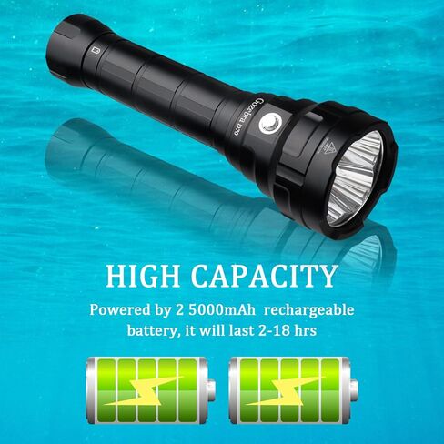 ضوء الغوص، D70 13000 لومن مصباح يدوي للغوص فائق السطوع، أضواء غوص قابلة لإعادة الشحن تحت الماء، مصباح يدوي مقاوم للماء تحت الماء في أعماق البحار in Kuwait