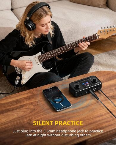 LEKATO Portable Multi Effects Guitar Pedal with 6 Modules, 60+ Built-In Effects,20 Amp Modeling & Ir Loading, 80 Tone Preset Slots, Otg Usb Audio Interface & Bluetooth for Practice Recording in Saudi Arabia