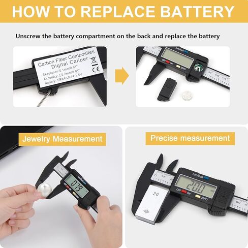 Digital Caliper, Adoric 0-6 inches Caliper with Large LCD Screen, Auto - Off Feature, Inch and Millimeter Conversion Measuring Tool, Perfect for Household/DIY/Jewelry Measurment in Kuwait