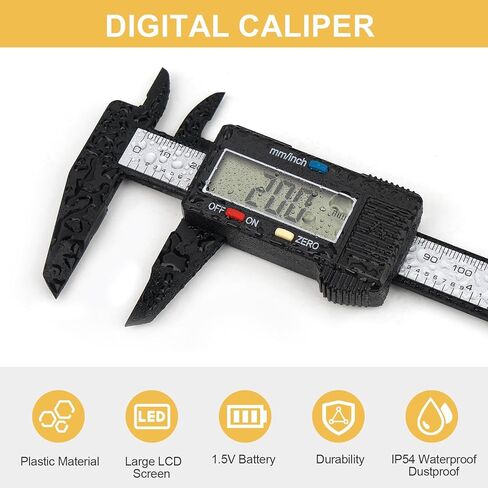 Digital Caliper, Adoric 0-6 inches Caliper with Large LCD Screen, Auto - Off Feature, Inch and Millimeter Conversion Measuring Tool, Perfect for Household/DIY/Jewelry Measurment in Kuwait