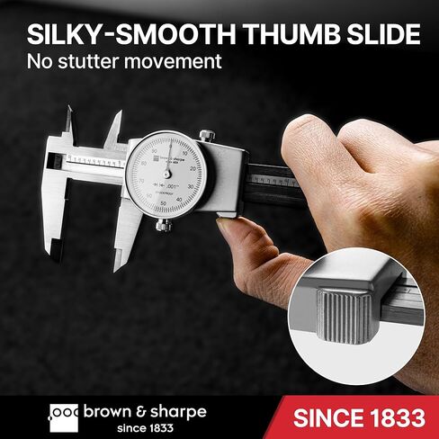 Brown & Sharpe 8-Inch Dial Caliper – Precision Stainless Steel Measuring Tool, White Dial, 0.001" Resolution, Hardened Construction, Shockproof Movement. in Saudi Arabia