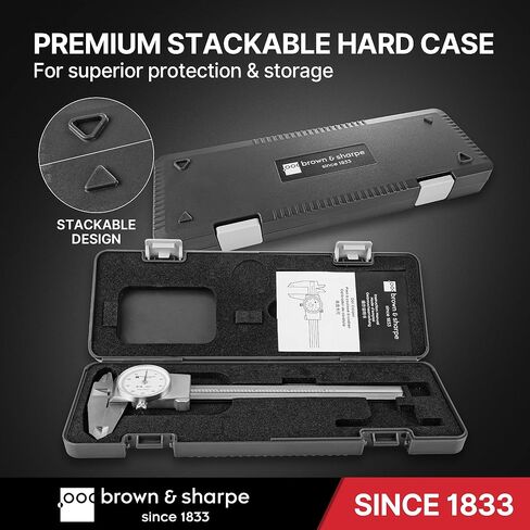 Brown & Sharpe 8-Inch Dial Caliper – Precision Stainless Steel Measuring Tool, White Dial, 0.001" Resolution, Hardened Construction, Shockproof Movement. in Saudi Arabia