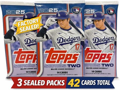 Topps 2025 Series 2 Baseball MLB Trading Cards, 3 Packs, 14 Cards per Pack, 42 Cards Total in Saudi Arabia