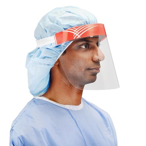 درع الوجه Cardinal Health™ المضاد للضباب مع عصابة رأس من الفوم، كامل الطول، أحمر، F1SHIELD50، صندوق مكون من 25 قطعة in Saudi Arabia
