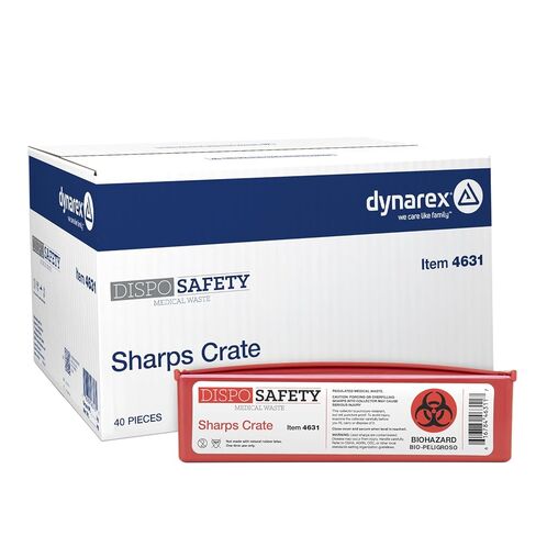 Dynarex Dispo Safety Sharps Containers - Crate - Portable Puncture-Resistant Biohazard Containers for Safe Hazardous Waste Disposal - 2.03" × 7.17" × 1.96" - Case of 40 in Saudi Arabia