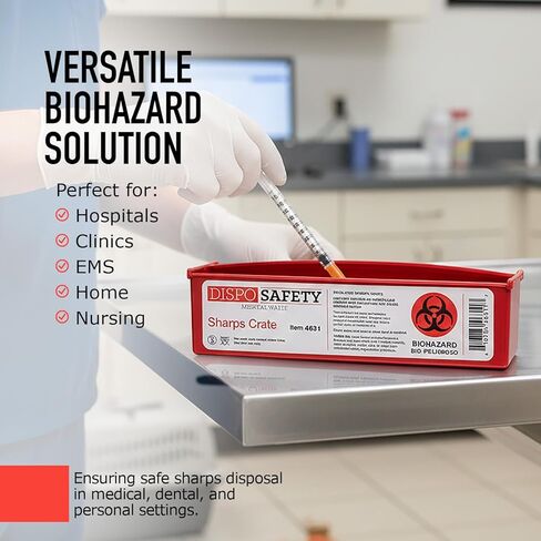 Dynarex Dispo Safety Sharps Containers - Crate - Portable Puncture-Resistant Biohazard Containers for Safe Hazardous Waste Disposal - 2.03" × 7.17" × 1.96" - Case of 40 in Saudi Arabia