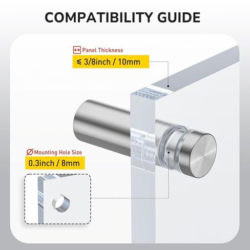 50 PCS Stainless Steel Standoff Screws (1/2 in. Dia x 1 in. L), Stand Off Mounting Hardware Advertising for Acrylic Signs, Silver in Kuwait