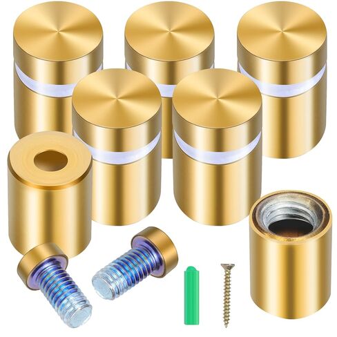 8 قطع من براغي المواجهة، حامل من الفولاذ المقاوم للصدأ، أجهزة تثبيت على الحائط، مسمار زجاجي للتعليق على لوحات لافتات الأكريليك الزجاجية إطار الصورة، ذهبي مصقول، 1/2 بوصة × 0.78 بوصة in Kuwait