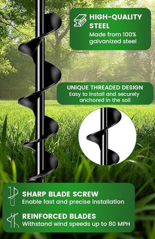 19-Inch Ground Anchors Heavy Duty, Trampoline Stakes Anchors Screw-in for High Wind, Earth Anchor with Strong Straps for Swing Sets, Trampolines, Mobile Home, Sheds, Carports(4x19in) in Saudi Arabia