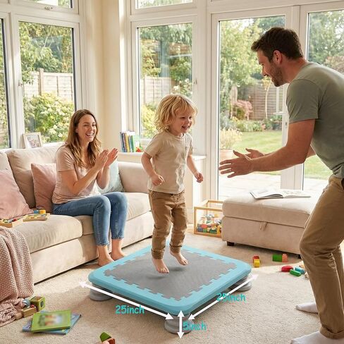 Mini Trampoline for Kids, 25 Inch Sensory Bounce Board for Balance & Coordination, Non-Slip Rebounder Board for Kids Ages 3+, Indoor Mini Trampoline with Stable Base in Saudi Arabia