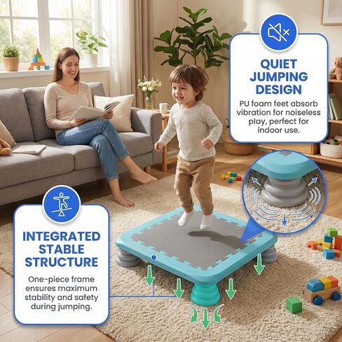 Mini Trampoline for Kids, 25 Inch Sensory Bounce Board for Balance & Coordination, Non-Slip Rebounder Board for Kids Ages 3+, Indoor Mini Trampoline with Stable Base in Saudi Arabia