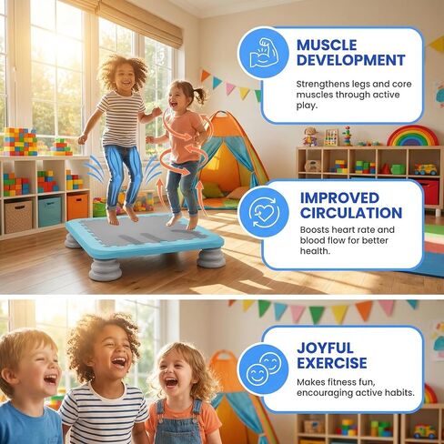 Mini Trampoline for Kids, 25 Inch Sensory Bounce Board for Balance & Coordination, Non-Slip Rebounder Board for Kids Ages 3+, Indoor Mini Trampoline with Stable Base in Saudi Arabia