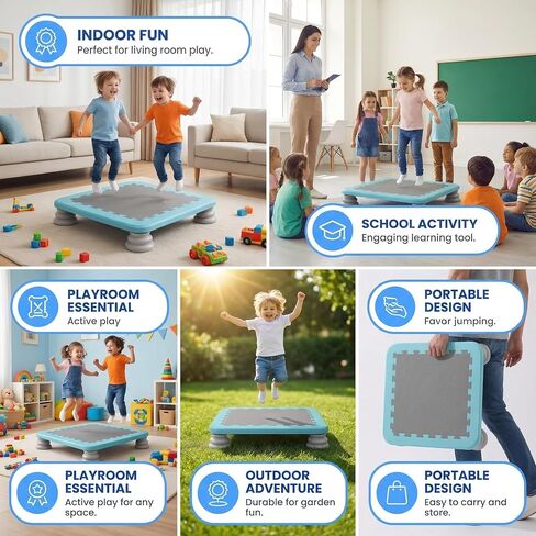 Mini Trampoline for Kids, 25 Inch Sensory Bounce Board for Balance & Coordination, Non-Slip Rebounder Board for Kids Ages 3+, Indoor Mini Trampoline with Stable Base in Saudi Arabia