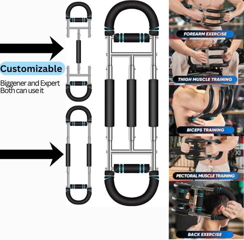 Twister Arm Trainer Adjustable 9-Level (20-270lbs) Forearm & Chest Workout Equipment, Power Twister Bar Chest Expander for Arm, Shoulder & Upper Body Home Gym Strength Training in Saudi Arabia