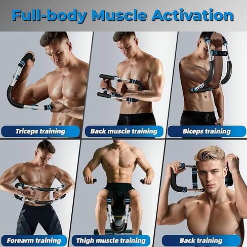 Power Twister Bar Arm Trainer 60-100lb Adjustable Resistance, Chest Expander & Arm Strengthener, Portable Upper Body Workout Equipment, Compact Detachable Fitness Training Tool for Home Gym (Blue) in Saudi Arabia