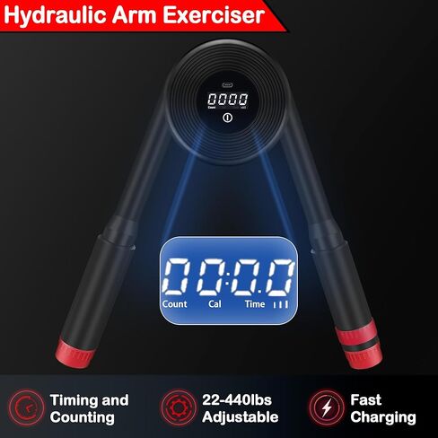 Hydraulic Arm Exerciser 22–440LBS with LED Display – Adjustable Power Chest Workout Equipment for Chest, Arm, Shoulder & Back – Count & Timer Strength Trainer for Men Home Gym in Kuwait