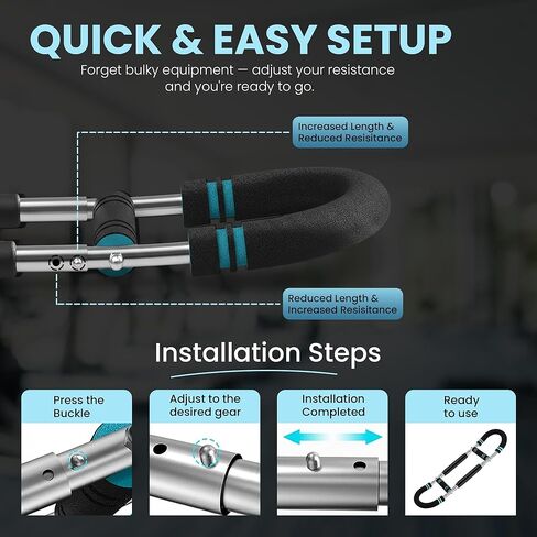 Arm Twister Trainer & Chest Expander for Men and Women, Adjustable Power Twister Bar with Dual Spring Resistance (60–100 lb), Upper Body Strength Equipment for for Home Gym Workouts in Saudi Arabia