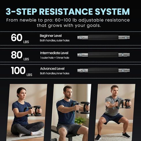 Arm Twister Trainer & Chest Expander for Men and Women, Adjustable Power Twister Bar with Dual Spring Resistance (60–100 lb), Upper Body Strength Equipment for for Home Gym Workouts in Saudi Arabia