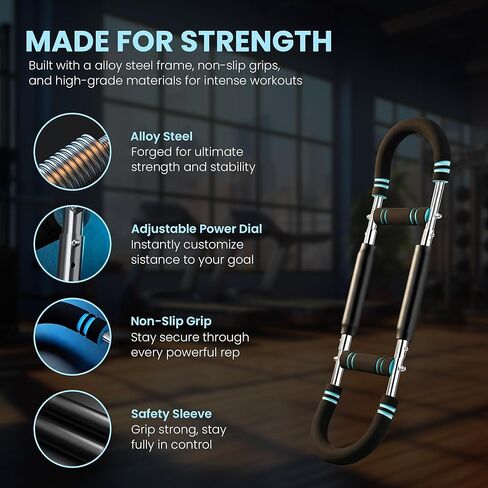 Arm Twister Trainer & Chest Expander for Men and Women, Adjustable Power Twister Bar with Dual Spring Resistance (60–100 lb), Upper Body Strength Equipment for for Home Gym Workouts in Saudi Arabia