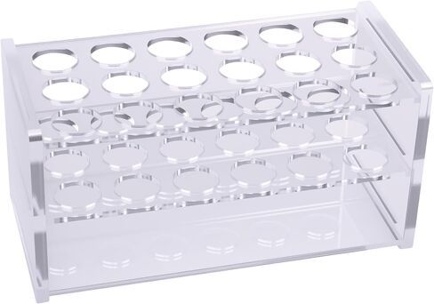 حامل أنبوب اختبار من الأكريليك الشفاف - حامل سميك 4.5 مم 18 فتحة (17 مم) لأنابيب 10 مل و15 مل، والأقلام وأقلام التحديد - منظم مختبر ومكتب شفاف (شفاف - 18 فتحة) in Kuwait