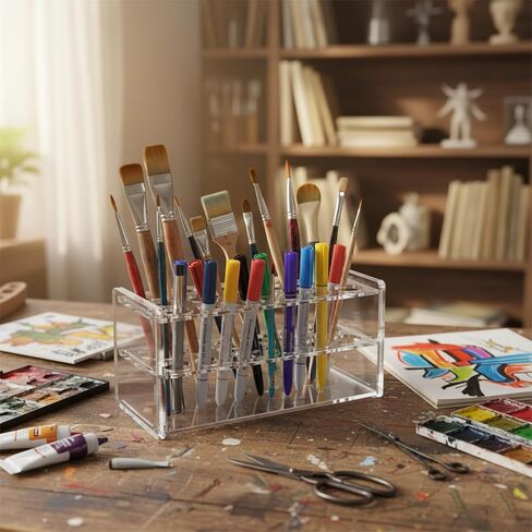 حامل أنبوب اختبار من الأكريليك الشفاف - حامل سميك 4.5 مم 18 فتحة (17 مم) لأنابيب 10 مل و15 مل، والأقلام وأقلام التحديد - منظم مختبر ومكتب شفاف (شفاف - 18 فتحة) in Kuwait