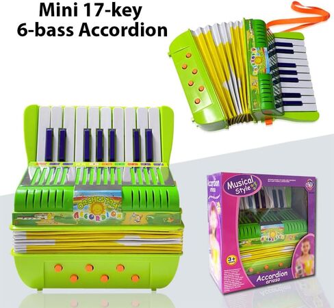 HXBER Mini 17-Key 6-bass Accordion ABS Material with Buckle Musical Instrument for Beginners Lightweight Button Accordion Hand-Eye Coordination Stage Performance in Saudi Arabia