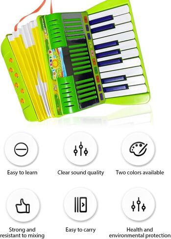 HXBER Mini 17-Key 6-bass Accordion ABS Material with Buckle Musical Instrument for Beginners Lightweight Button Accordion Hand-Eye Coordination Stage Performance in Saudi Arabia